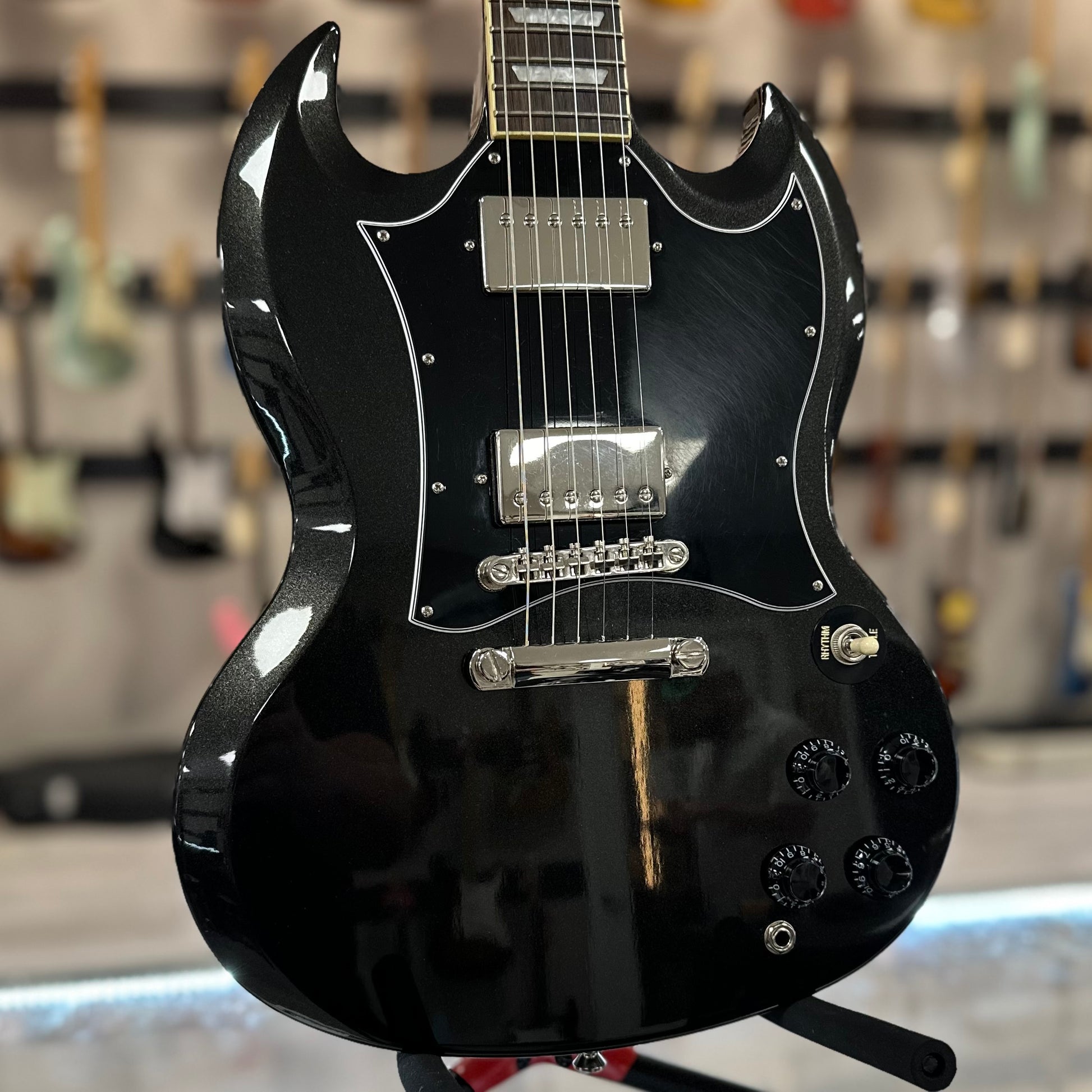 Front of Used Epiphone SG Standard Ebony w/Case TSS4470