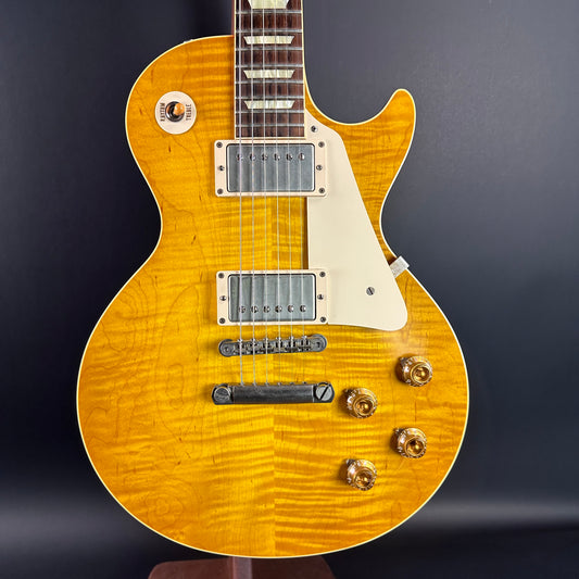 Front of Used Gibson 1958 Reissue Les Paul VOS Lemonburst.