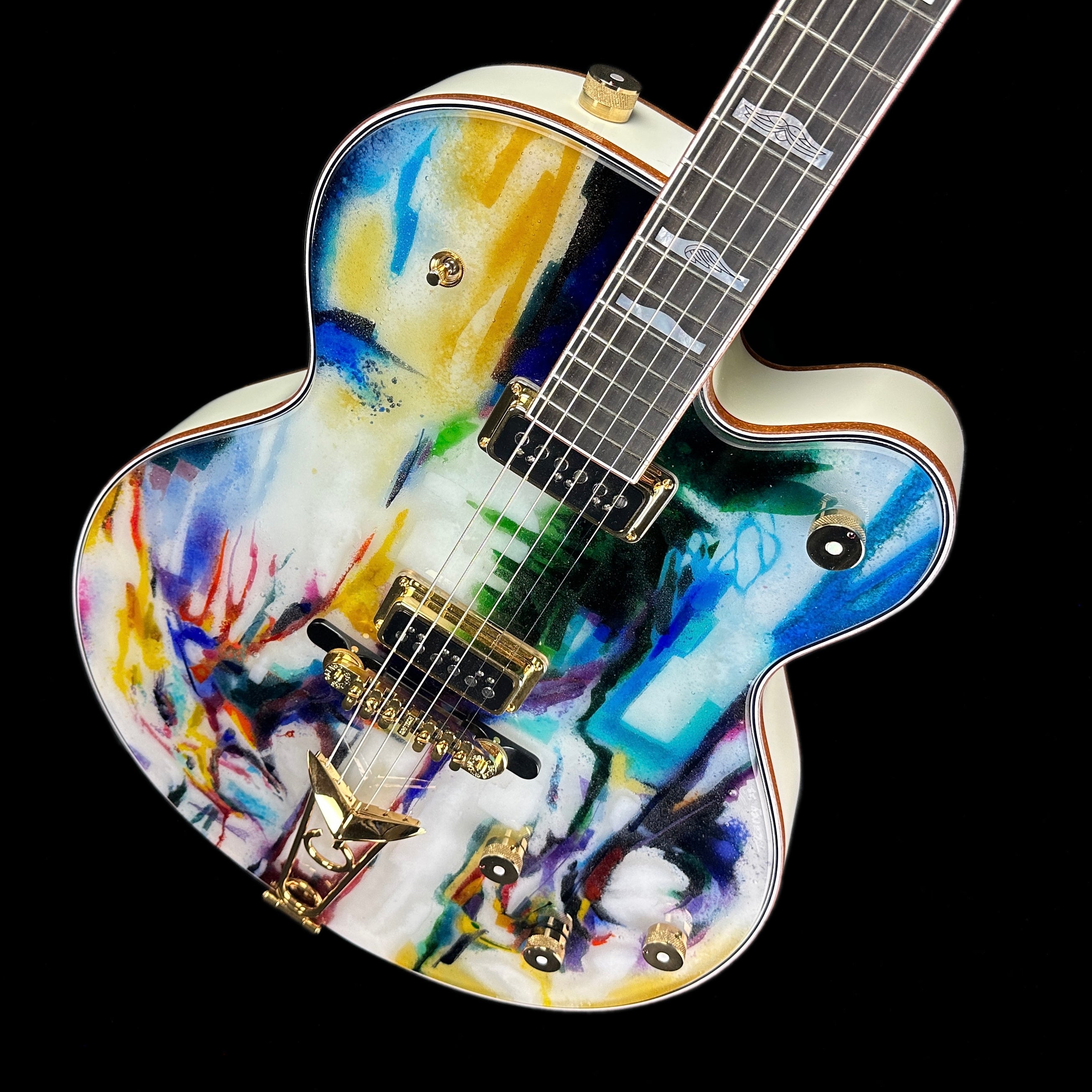 Gretsch Custom Shop G6136-55 Fused Glass White Falcon NOS Masterbuilt By  Stephen Stern White w/ Custom ILluminated Fused Glass Top By Tim Carey (One  