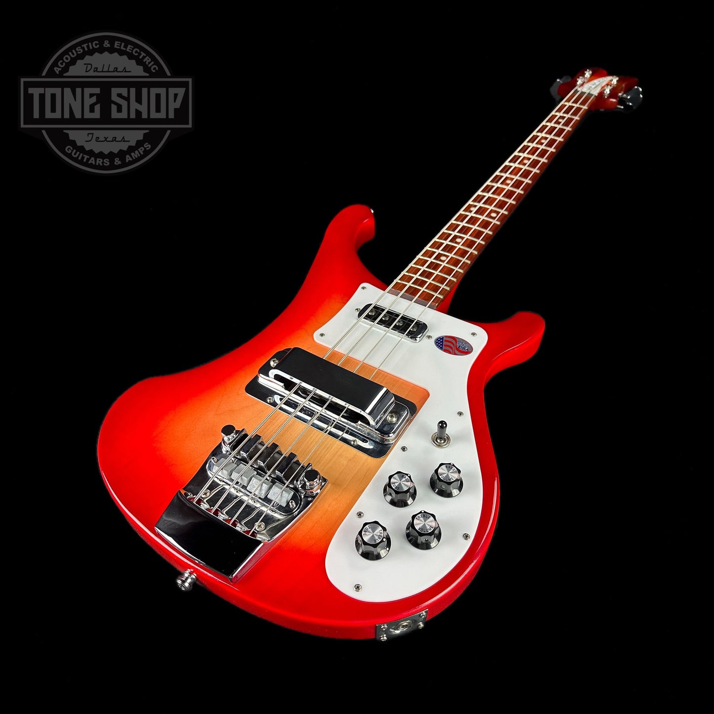 Front angle of Used Rickenbacker 4003S Bass Fireglo.