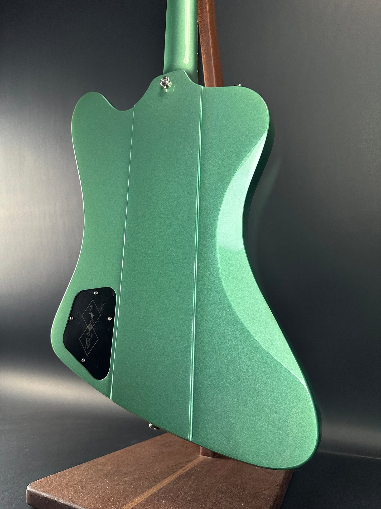 Back angle of Used Epiphone Inspired by Gibson Custom 1963 Firebird Inverness Green.