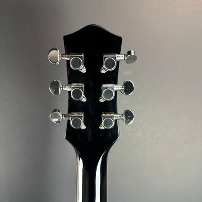 Back of headstock of Used Gretsch G5013CE Rancher Black.