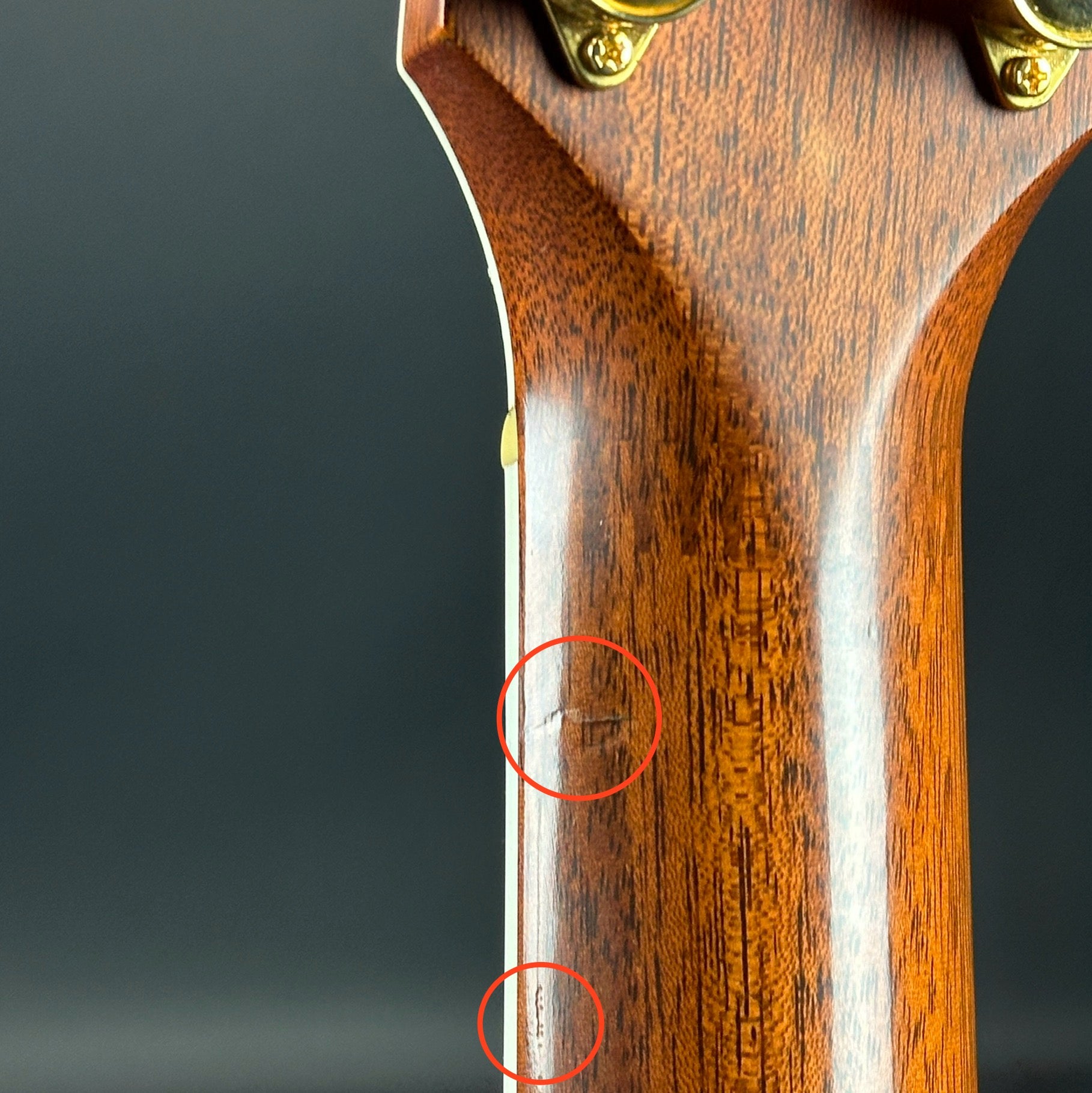 Marks on back of neck of Used Taylor 815ce.