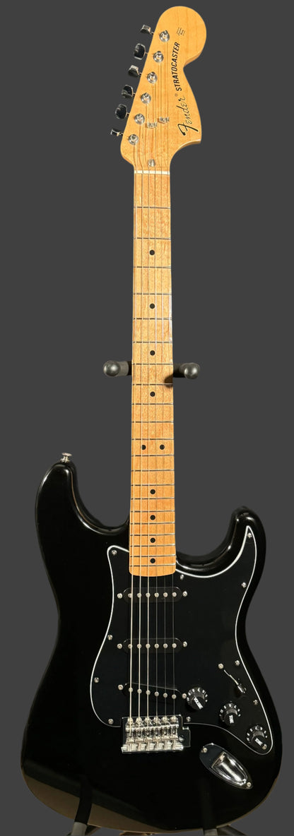 Full front of Used Fender Standard Stratocaster Black w/ Fender 70s Reissue Neck TSS4799