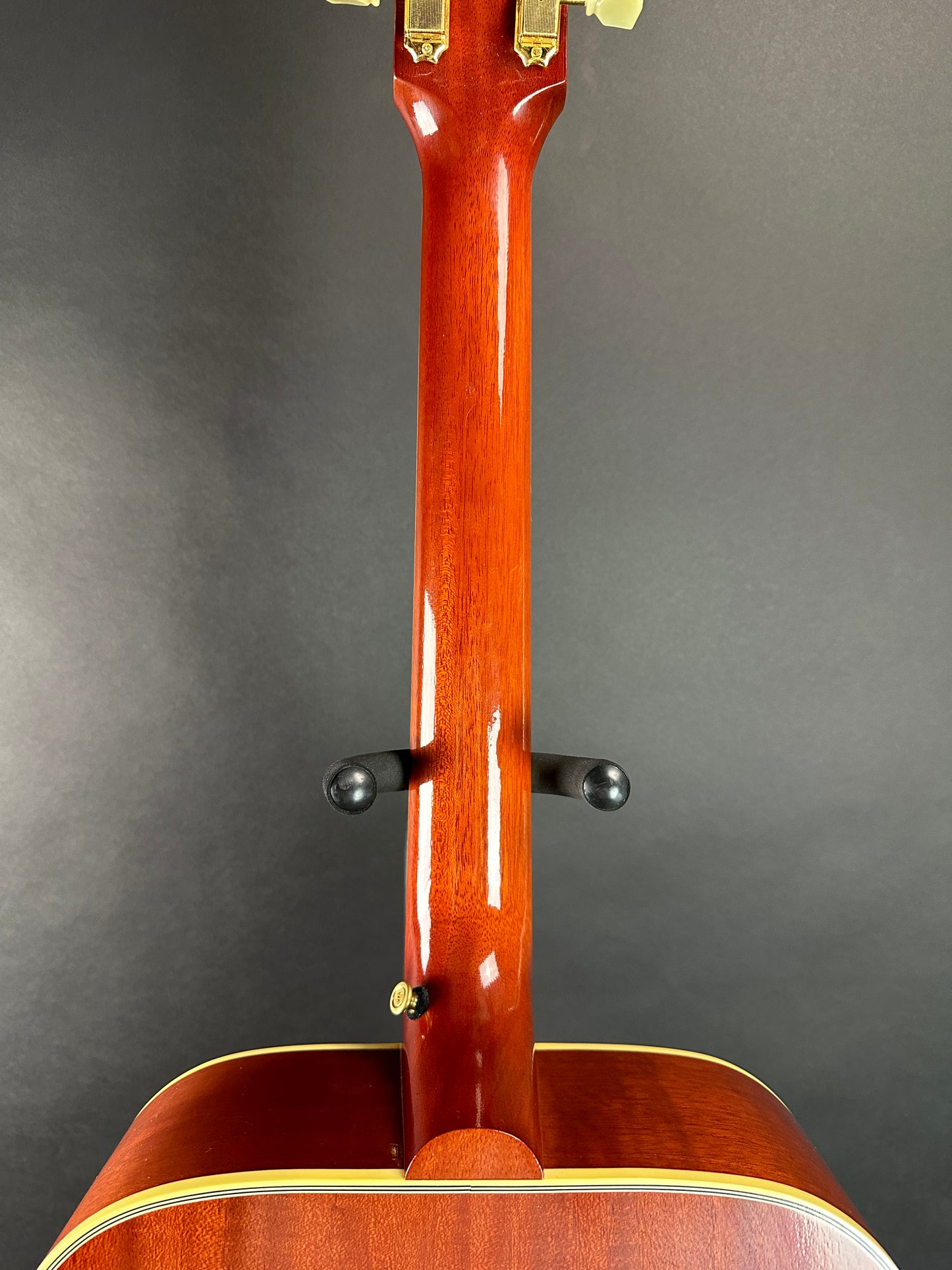 Back of neck of Used 2022 Gibson 1960 Hummingbird Cherry Sunburst.