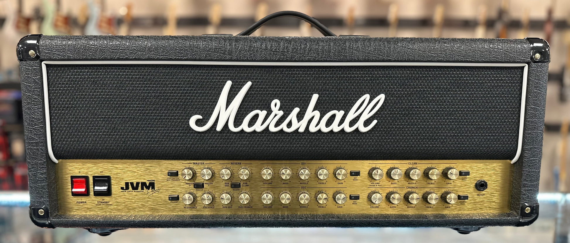 Front of Used Marshall JVM410H 100W Head TSS4486