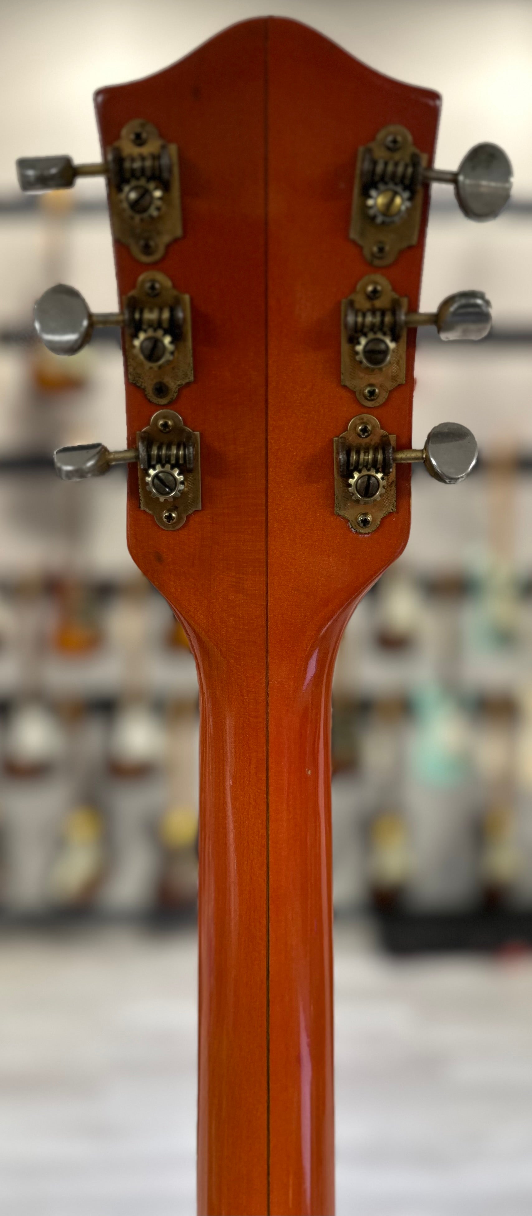 Back of neck of Used Vintage 1964 Gretsch 6120 Chet Atkins Western Orange w/New Mute Pad w/Refret w/OHSC TSS4426