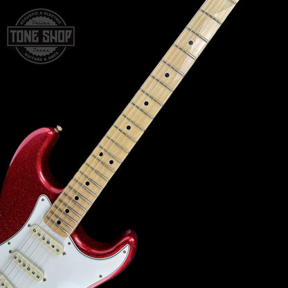 Fretboard of Fender Custom Shop Limited Edition 69 Strat Journeyman Relic Aged Red Sparkle.