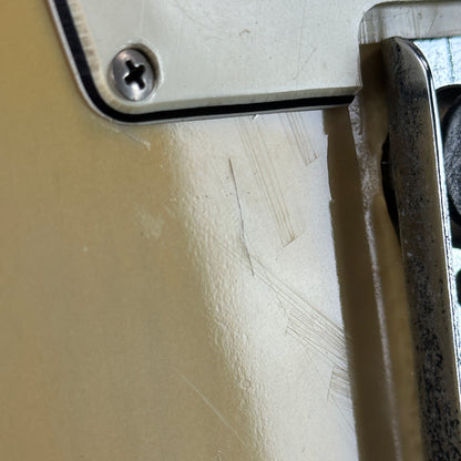 Scratches under pickguard of Vintage 1968 Fender Telecaster Vintage White.