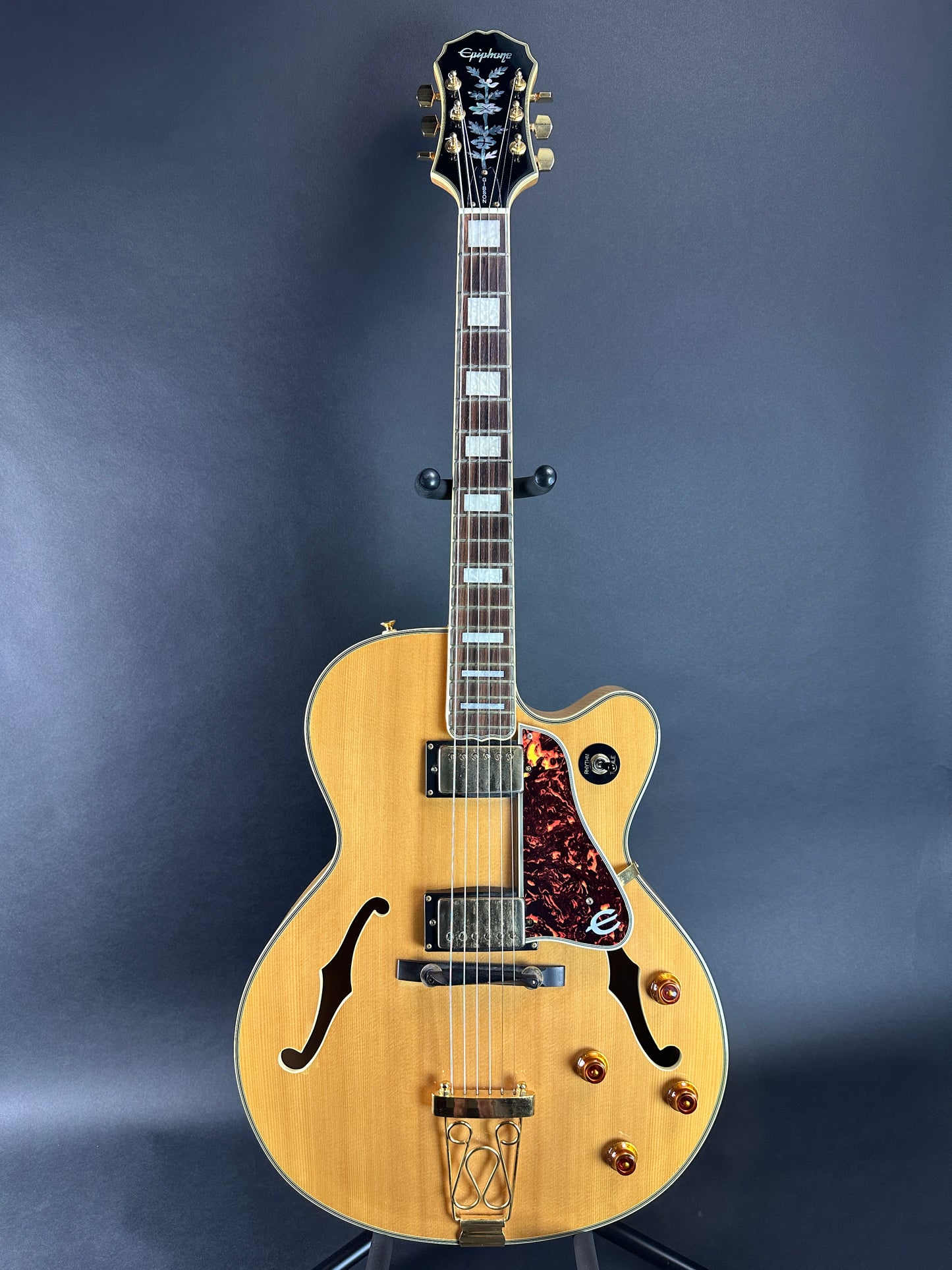 Full front of Used Epiphone Emperor.