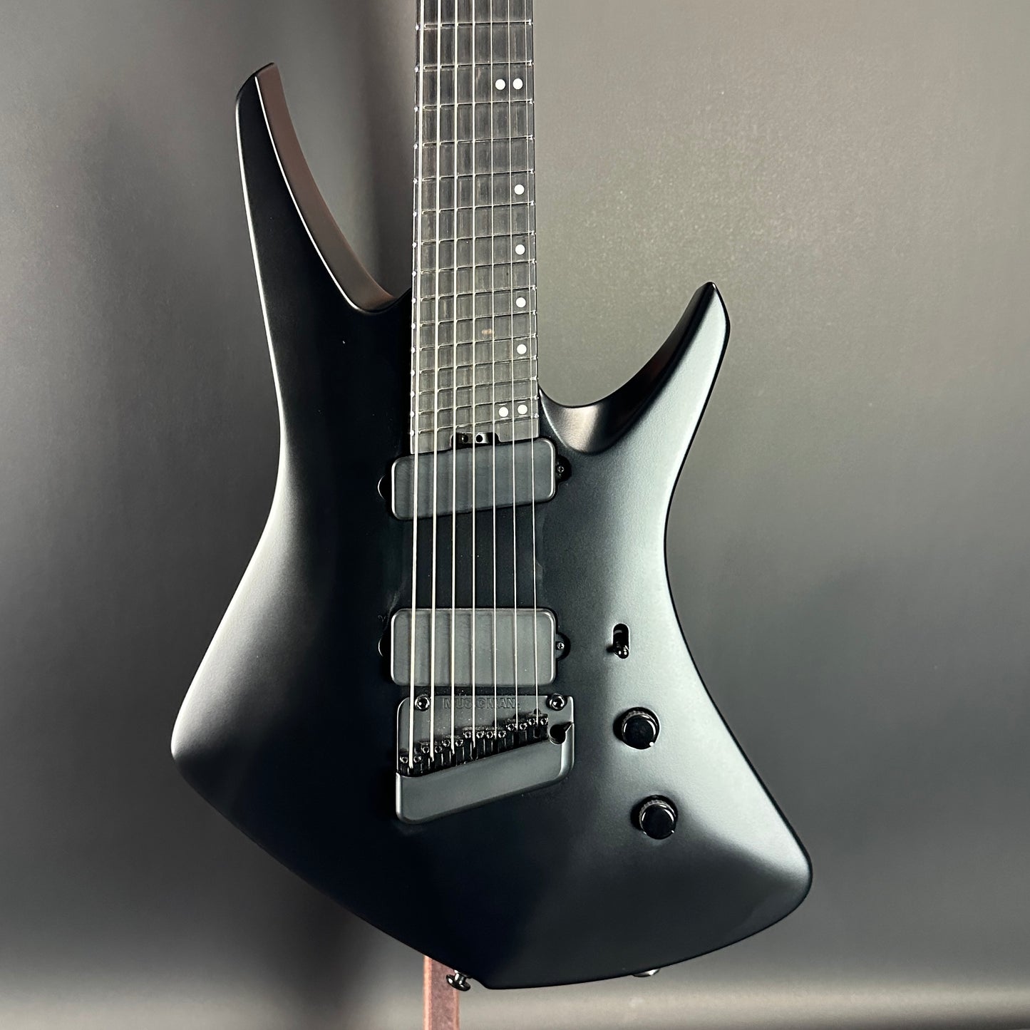 Front of Used Ernie Ball Music Man Kaizen 7 Apollo Black.