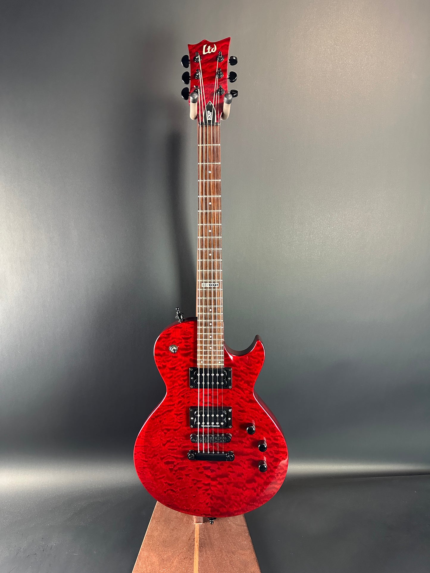 Full front of Used LTD EC-100QM Fire Red.