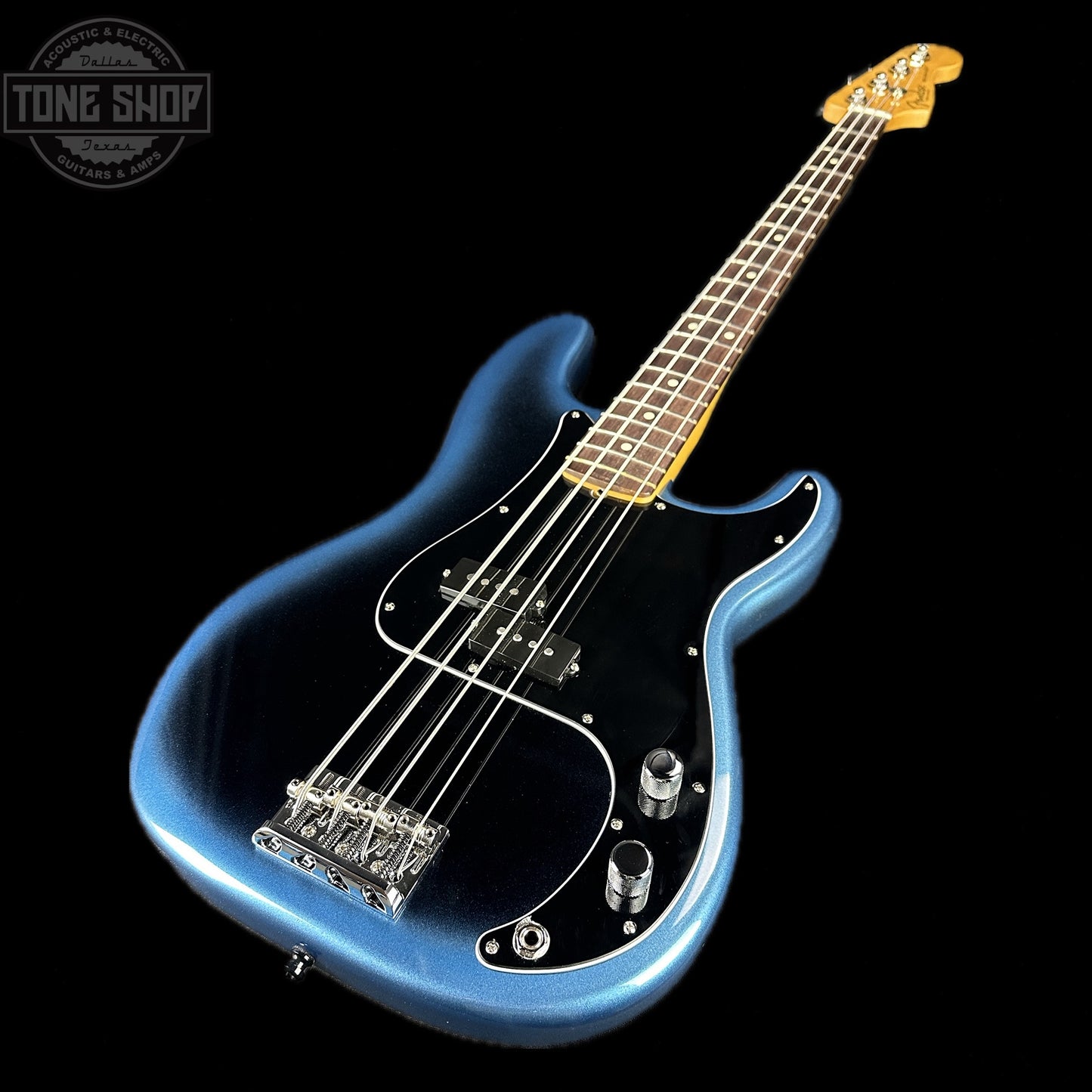 Front angle of Used Fender American Pro II Precision Bass Dark Night.