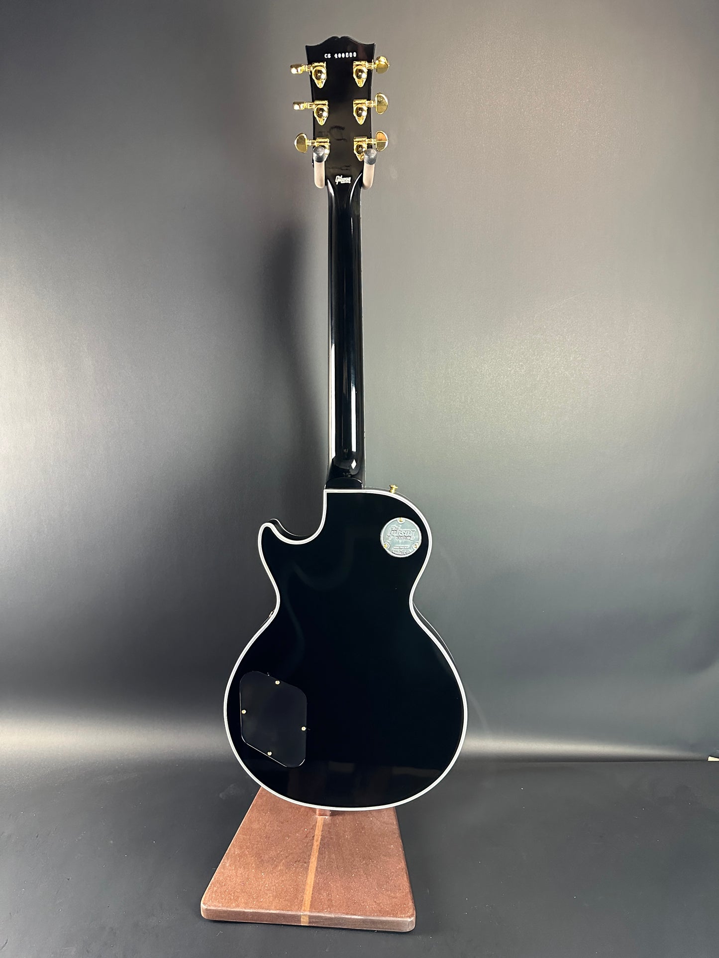 Full back of Used Gibson Custom Shop Les Paul Custom Ebony.