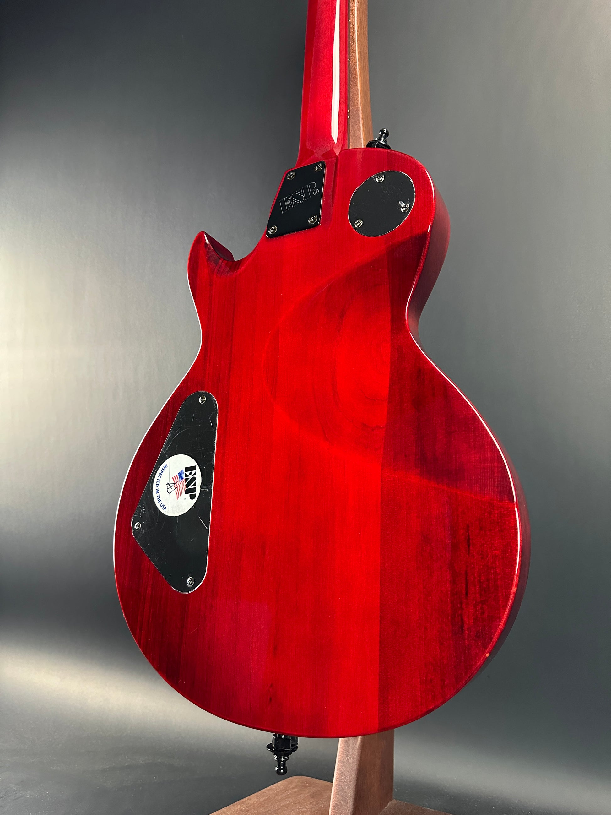 Back angle of Used LTD EC-100QM Fire Red.