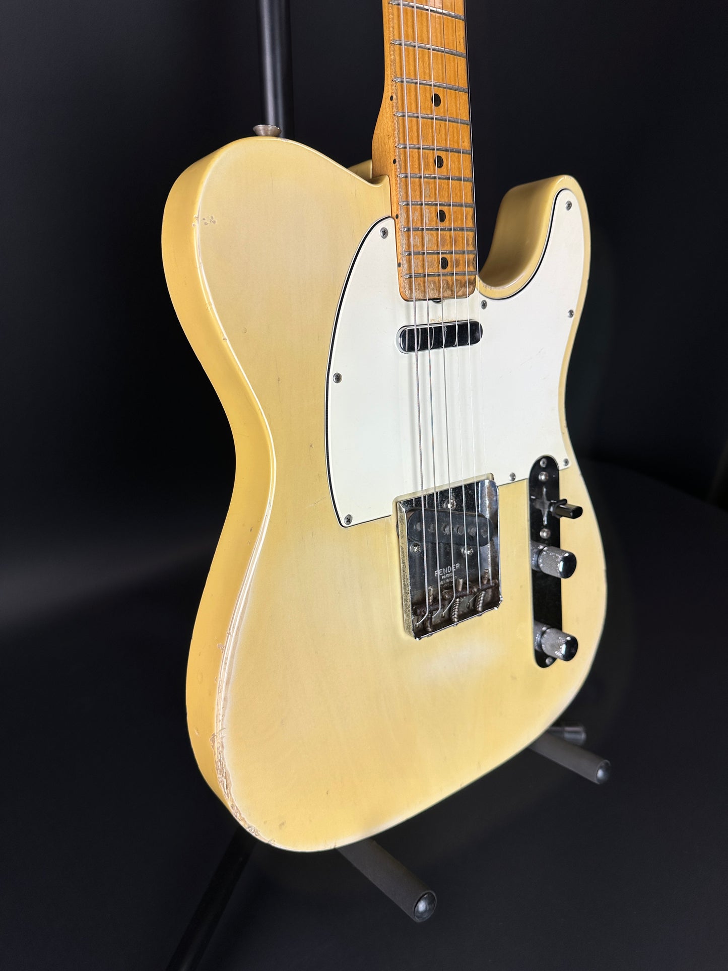 Front angle of Vintage 1968 Fender Telecaster Vintage White.