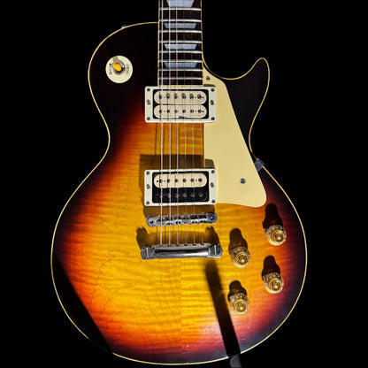 Front of Used Max Guitars By Max Baranet 1959 Replica LP Sunburst w/ Brazillian Board w/case TSS4914