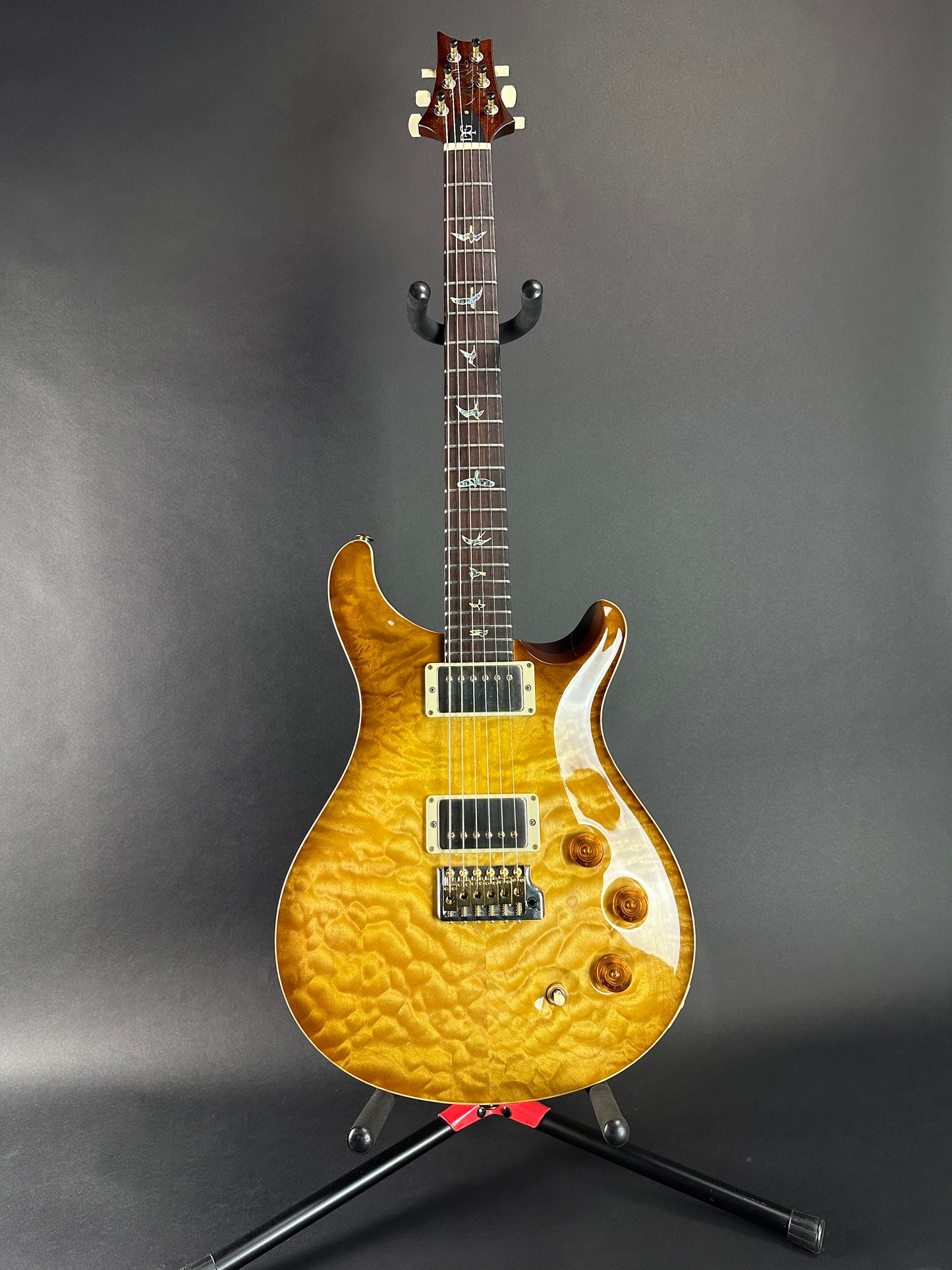 Full front of Used PRS Wood Library DGT David Grissom Quilt Top Livingston Lemondrop Brazilian RW.