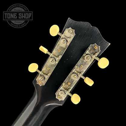 Back of headstock of Gibson Custom Shop M2M 1942 Banner J-45 Murphy Lab Light Aged Ebony.