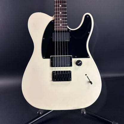 Front of Used Squier Jim Root Tele White.