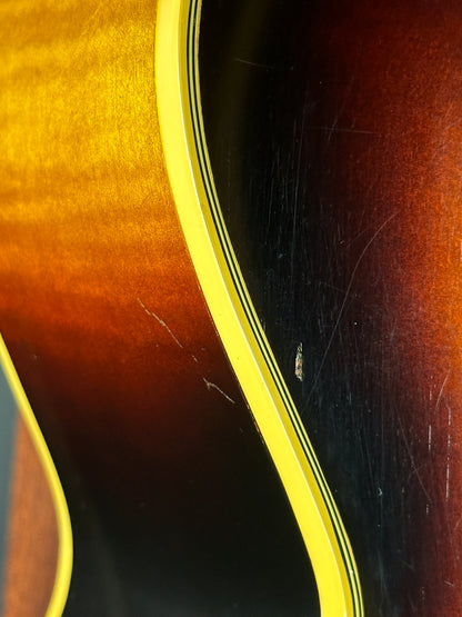 Wear on back of Vintage 1954 Gibson SJ-200 Sunburst.