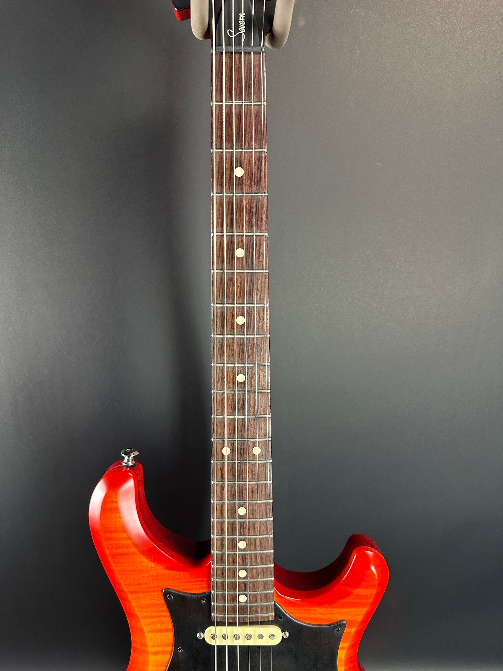 Fretboard of Used Knaggs Severn HSS Cherry Sunburst.