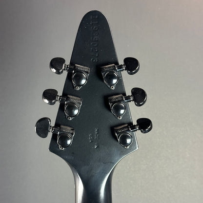 Back of headstock of Used Gibson flying V B2 Black.