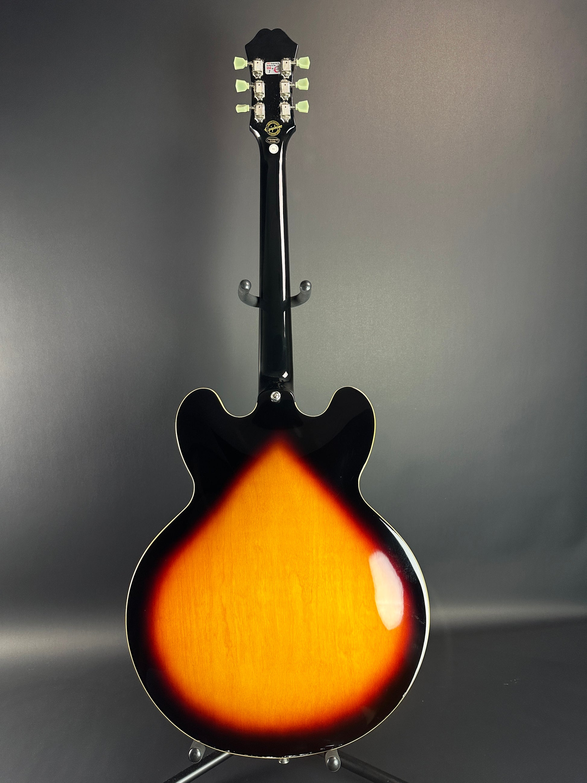 Full back of Used Epiphone ES-335 Pro Burst.