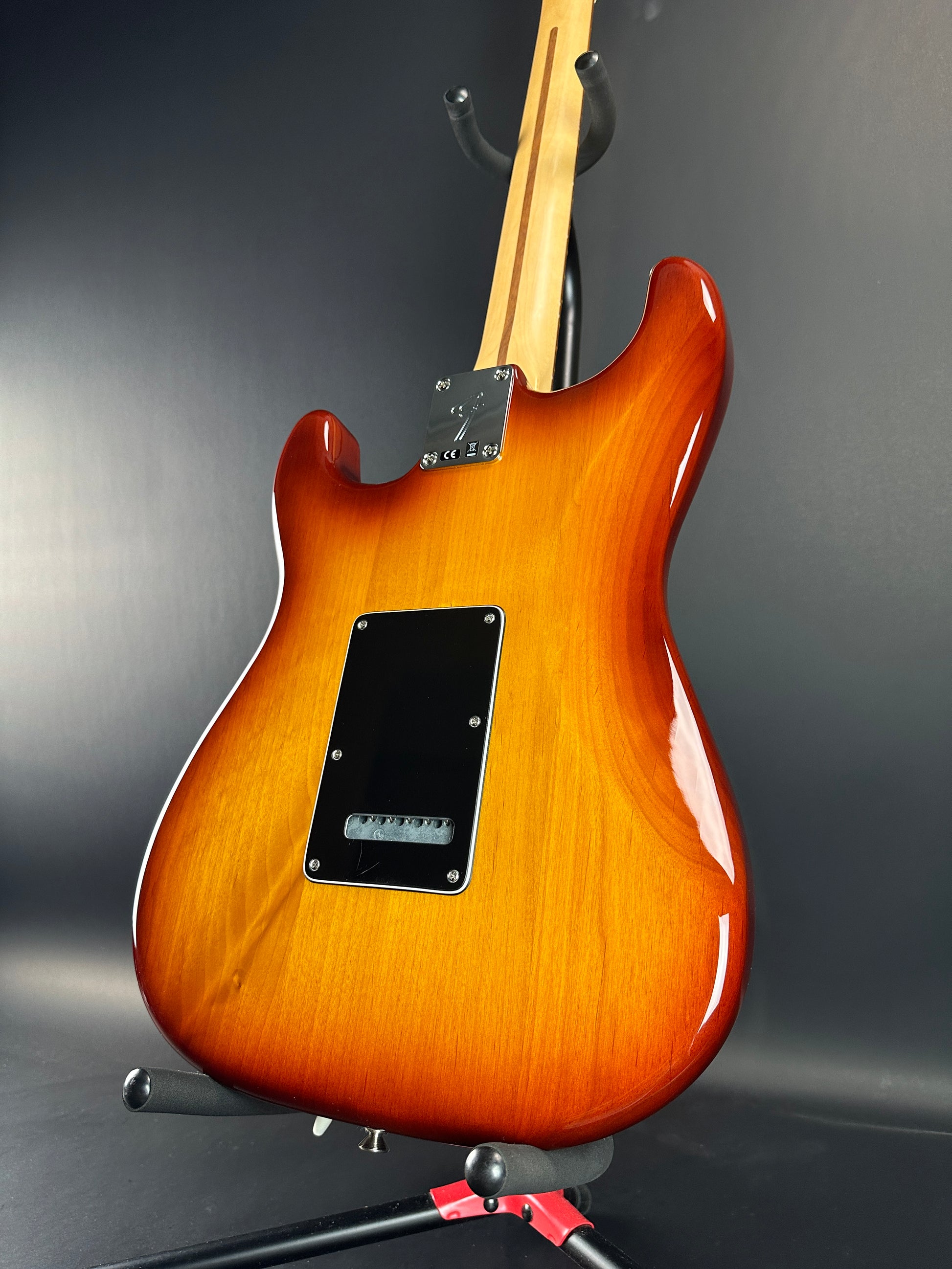 Back angle of Used Fender Player Stratocaster Plus Top Sunburst.