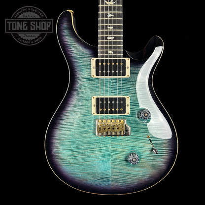 Front of Used PRS Custom 24 10-Top Aquableux Smokeburst.