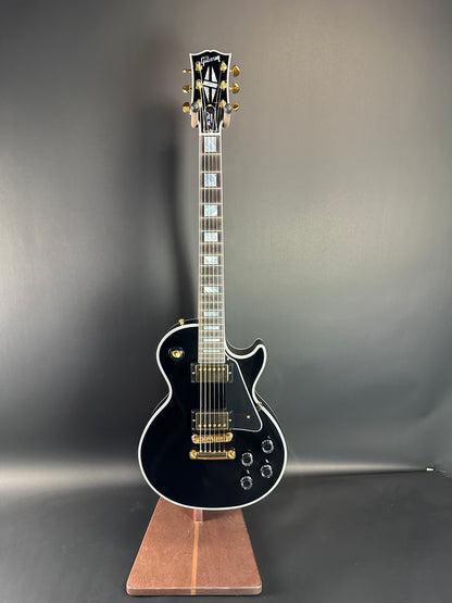 Full front of Used Gibson Custom Shop Les Paul Custom Ebony.