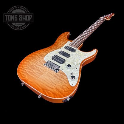 Front angle of Used 2008 Tom Anderson Drop Top Classic Natural Honey Burst.