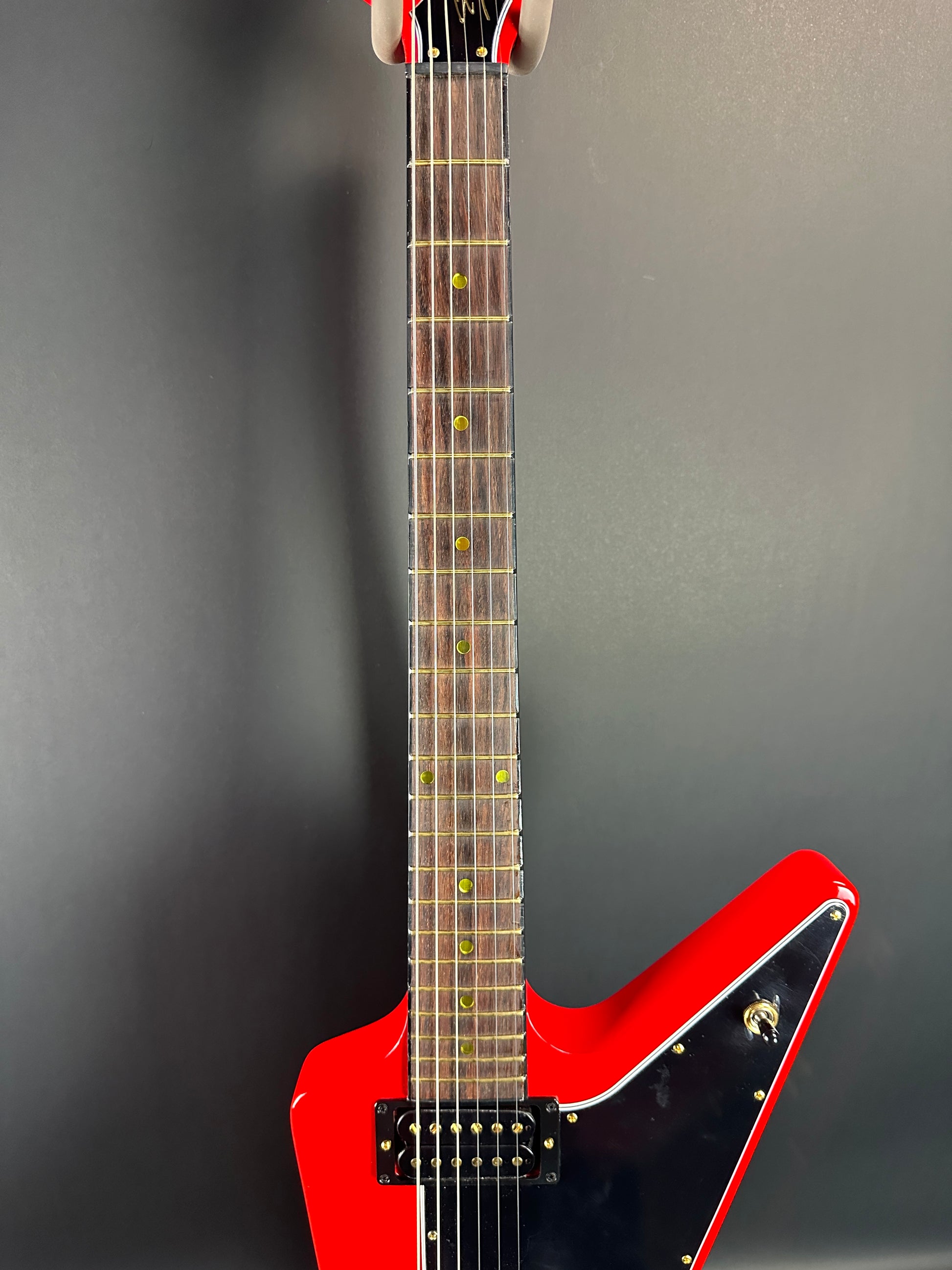 Fretboard of Used Gibson Lzzy Hale Signature Explorerbird Cardinal Red.