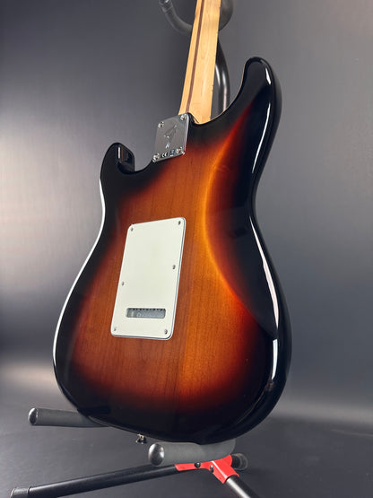 Back angle of Used Fender Player Strat 3 Color Sunburst.