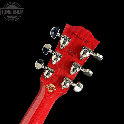 Back of headstock of Gibson Custom Shop M2M Hummingbird Standard Cherry.