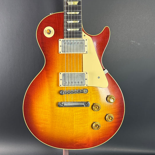 Front of Used Gibson Custom Shop 1958 Ultra Light Aged Les Paul Washed Cherry.