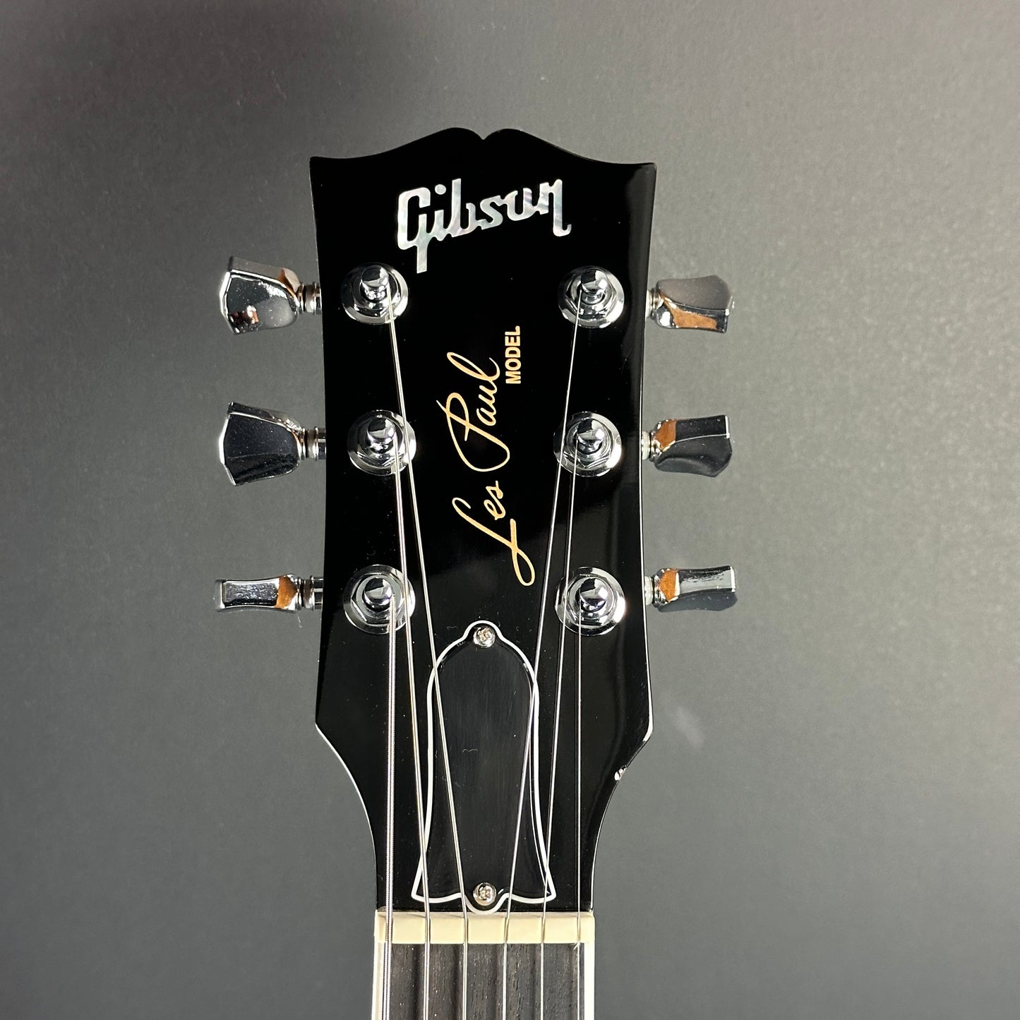 Front of headstock of Used Gibson Les Paul Modern Graphite.