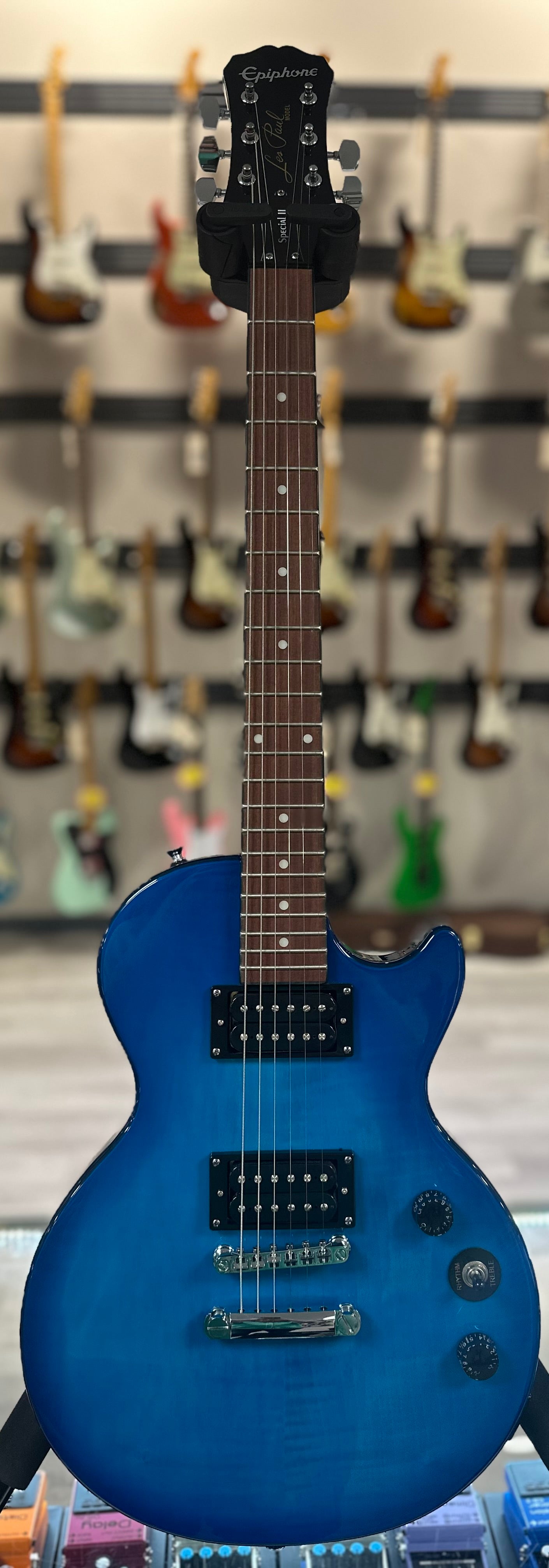 Full front of Used Epiphone Les Paul Special II Blue Burst TSS4097