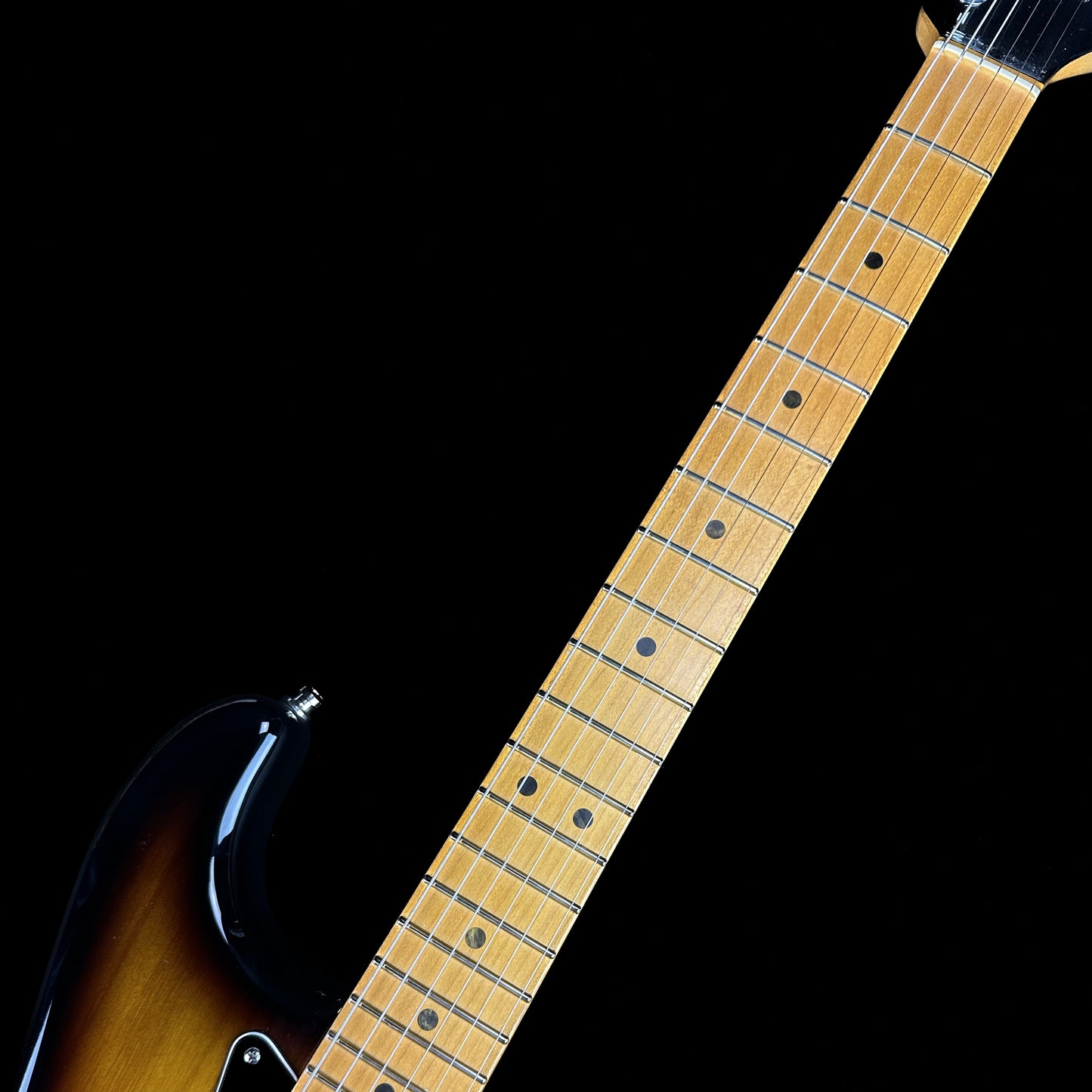 Fretboard of Used Fender Ultra Luxe Strat.