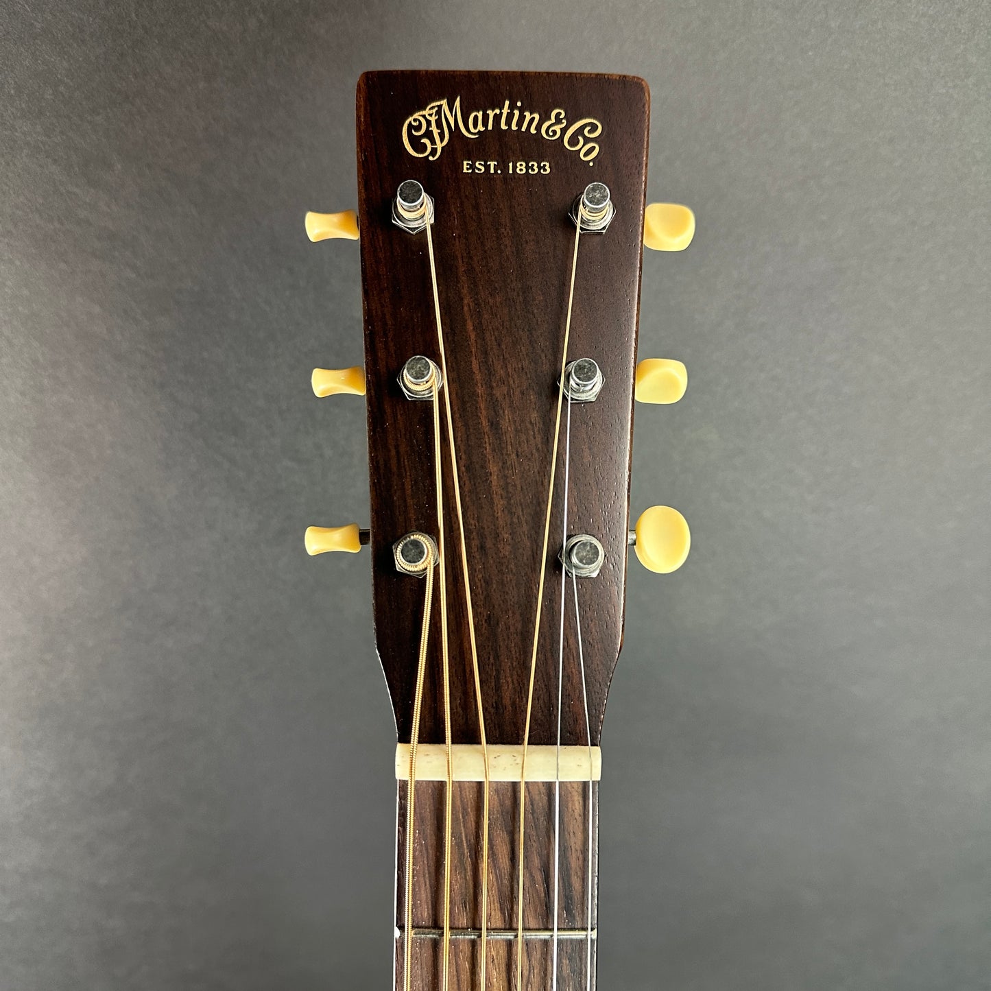 Front of headstock of Used Martin 000-17 Streetmaster.