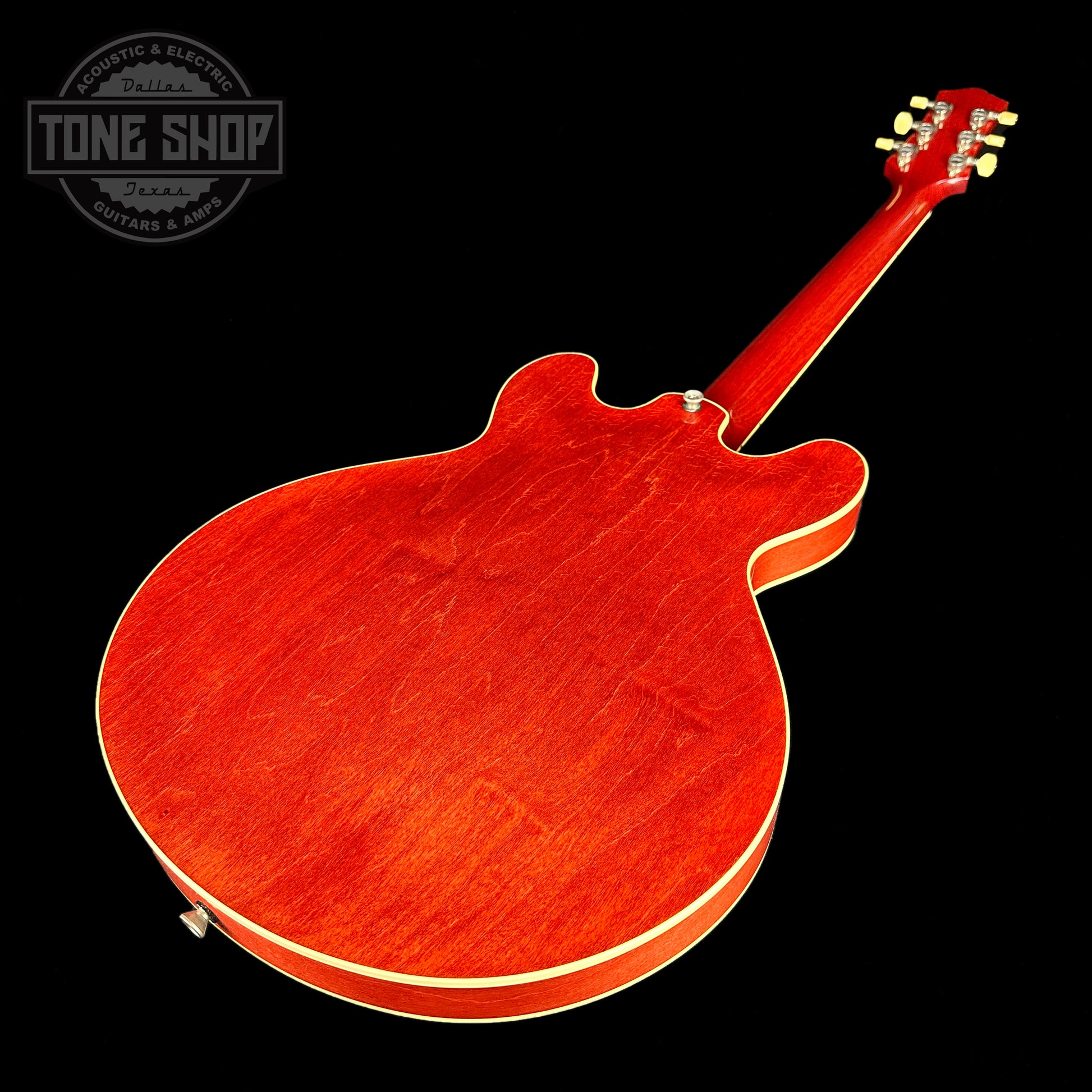 Back angle of Collings I35-LC Vintage Faded Cherry.