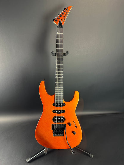 Full front of Used Jackson Pro Series Soloist SL3 Satin Orange Blaze.