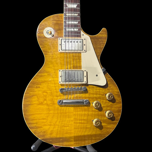 Front of Used 2017 Gibson Custom Shop 50th Anniversary 1958 Les Paul Standard Reissue Japan Edition Aged Golden Poppy w/case TSS4847