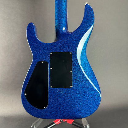 Back of Used Jackson LTD Wildwood Series Soloist Arch Top Extreme SL27 EX Blue Sparkle.