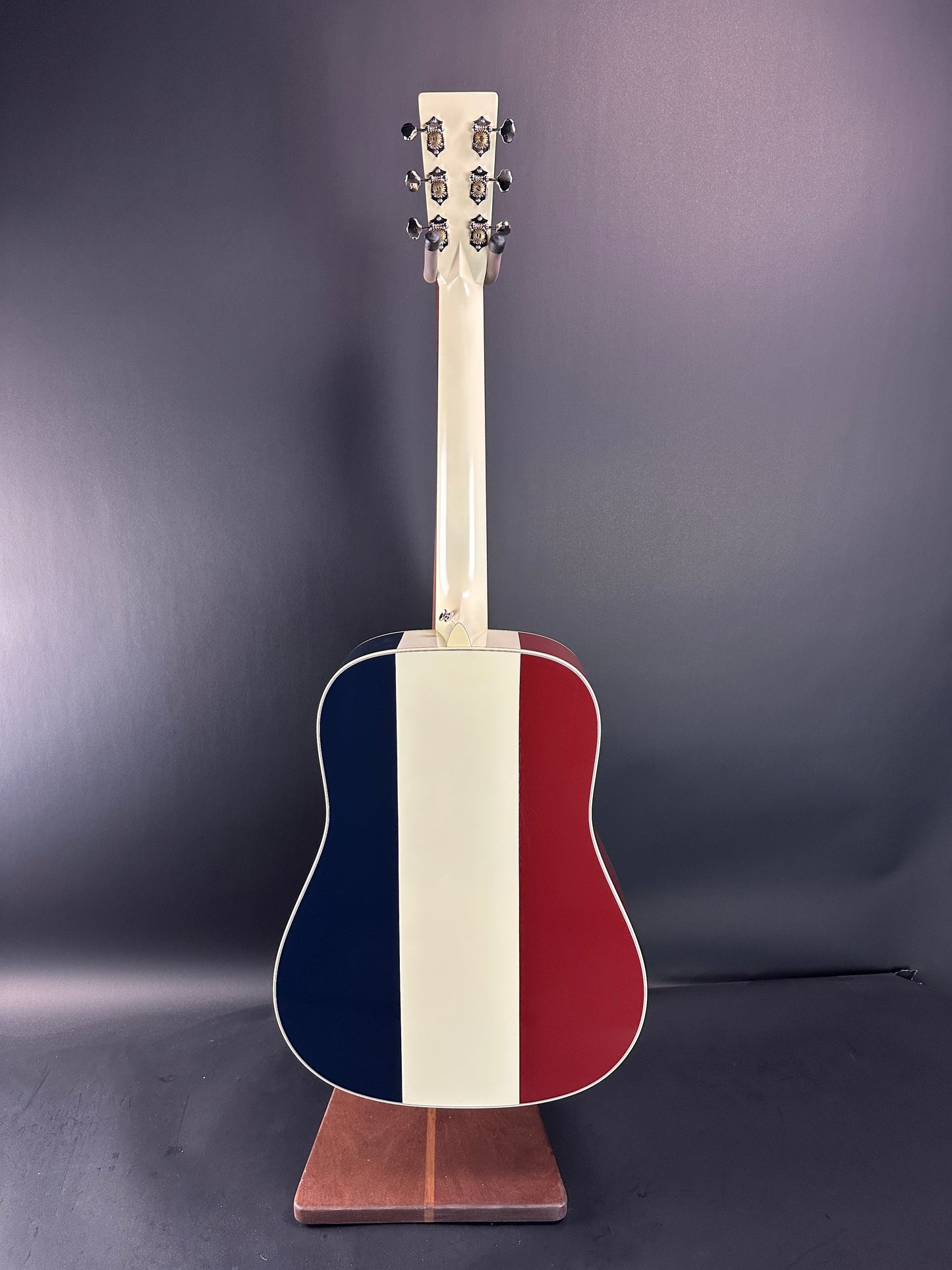 Full back of Used Martin Custom Shop D-28 Red/White/Blue Adirondack/EIR.