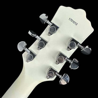 Back of headstock of Used Eastwood Savannah Standard White.