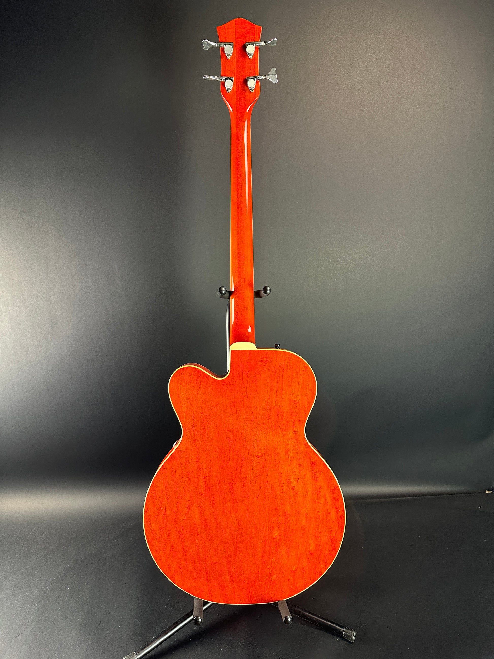 Full back of Used 1991 Gretsch G6119B Broadcaster Bass Orange.