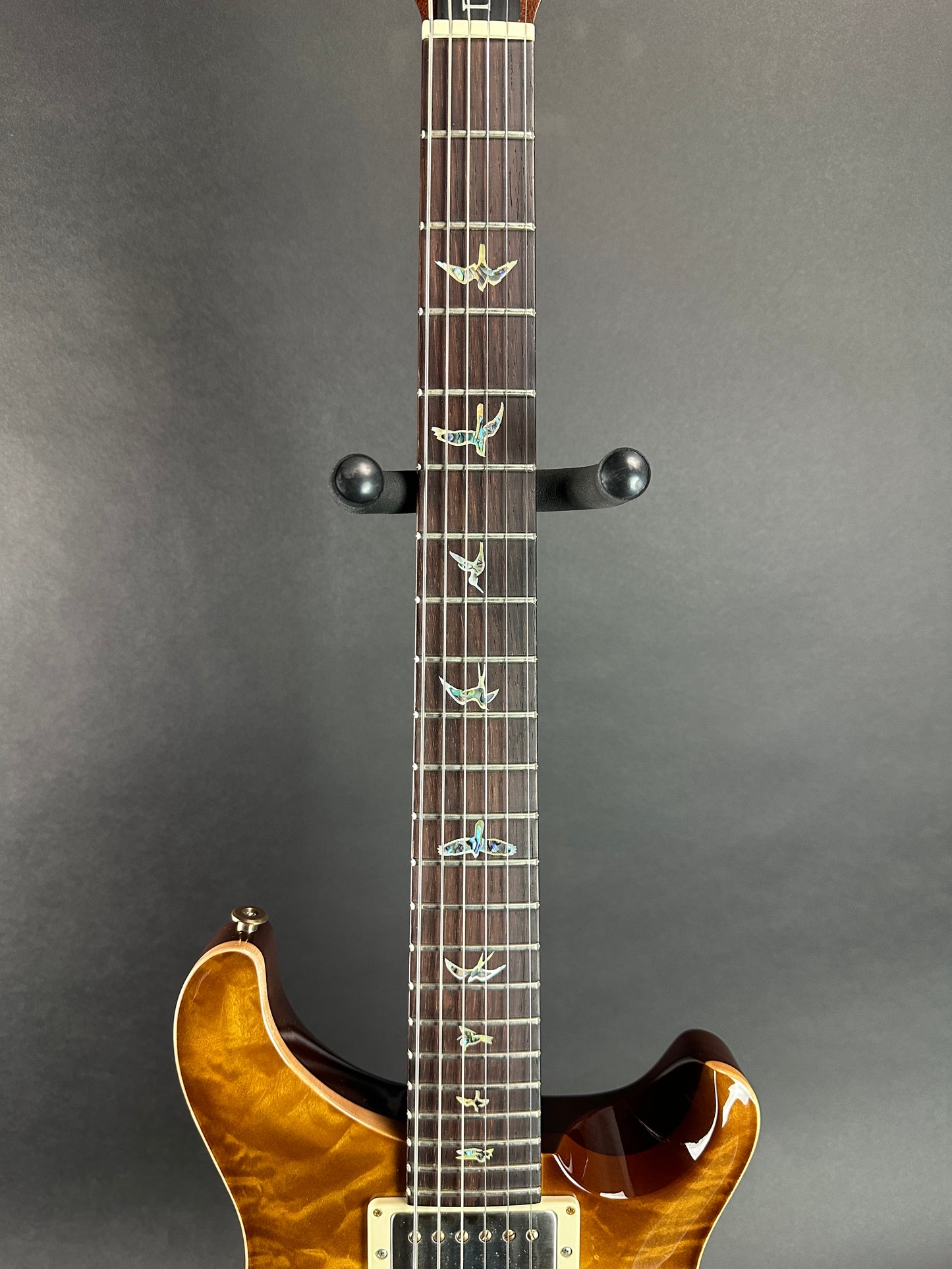 Fretboard of Used PRS Wood Library DGT David Grissom Quilt Top Livingston Lemondrop Brazilian RW.