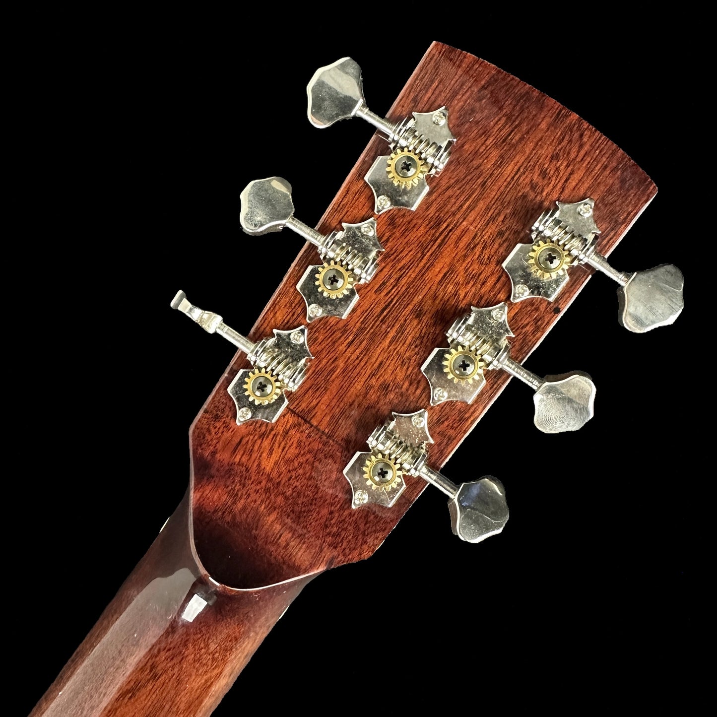 Back of headstock of Used Regal Resonator RC-3.