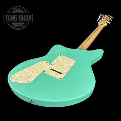 Back angle of Used D'Angelico Deluxe Bedford SH LE Matte Surf Green.